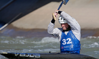 Zach Lokken in canoe on the water