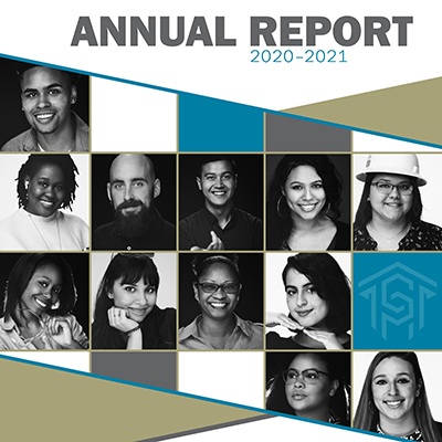 Cover of 2020–21 Central Piedmont annual report — mosaic of student story portraits