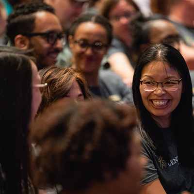 diverse central piedmont faculty and staff in the college auditorium (JPG)