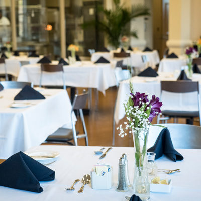 set tables at the Central Piedmont Greenway Restaurant