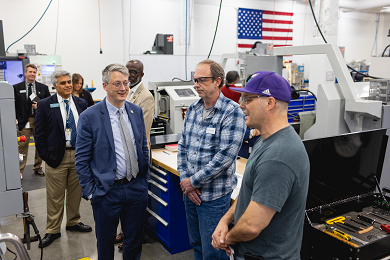 Photo of U.S. Under Secretary of Education James Kvaal touring the Ruth G. Shaw Advanced Technology Center