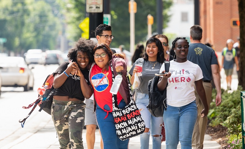 A group of students on the first day of classes