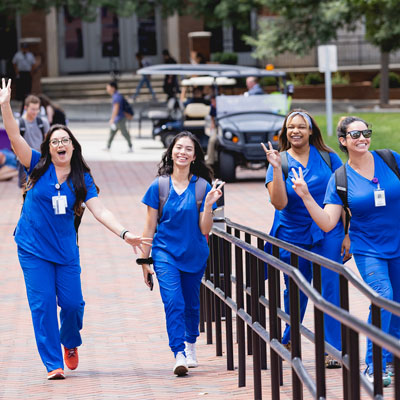 Healthcare students on campus