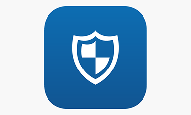 Rave Guardian app icon of a blue and white shield with a blue background