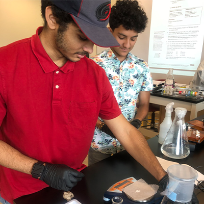 Honeywell Scholars with beakers 