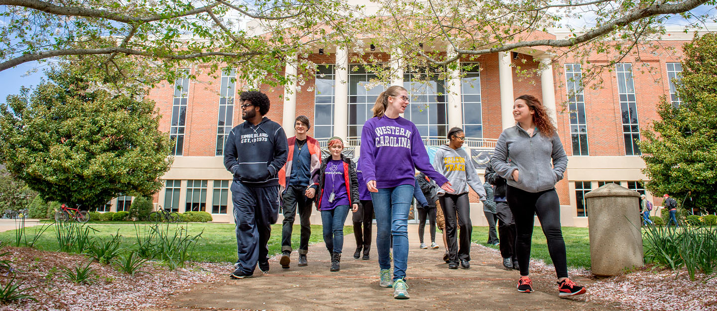 A group of students on campus at Western Carolina University