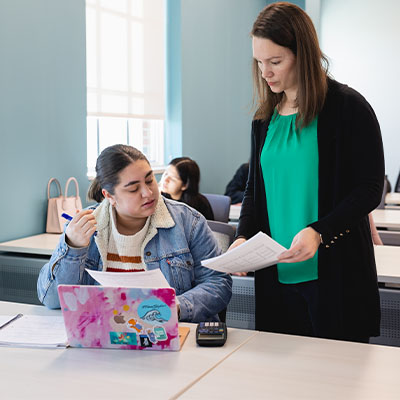 A Central Piedmont student and faculty member in the classroom