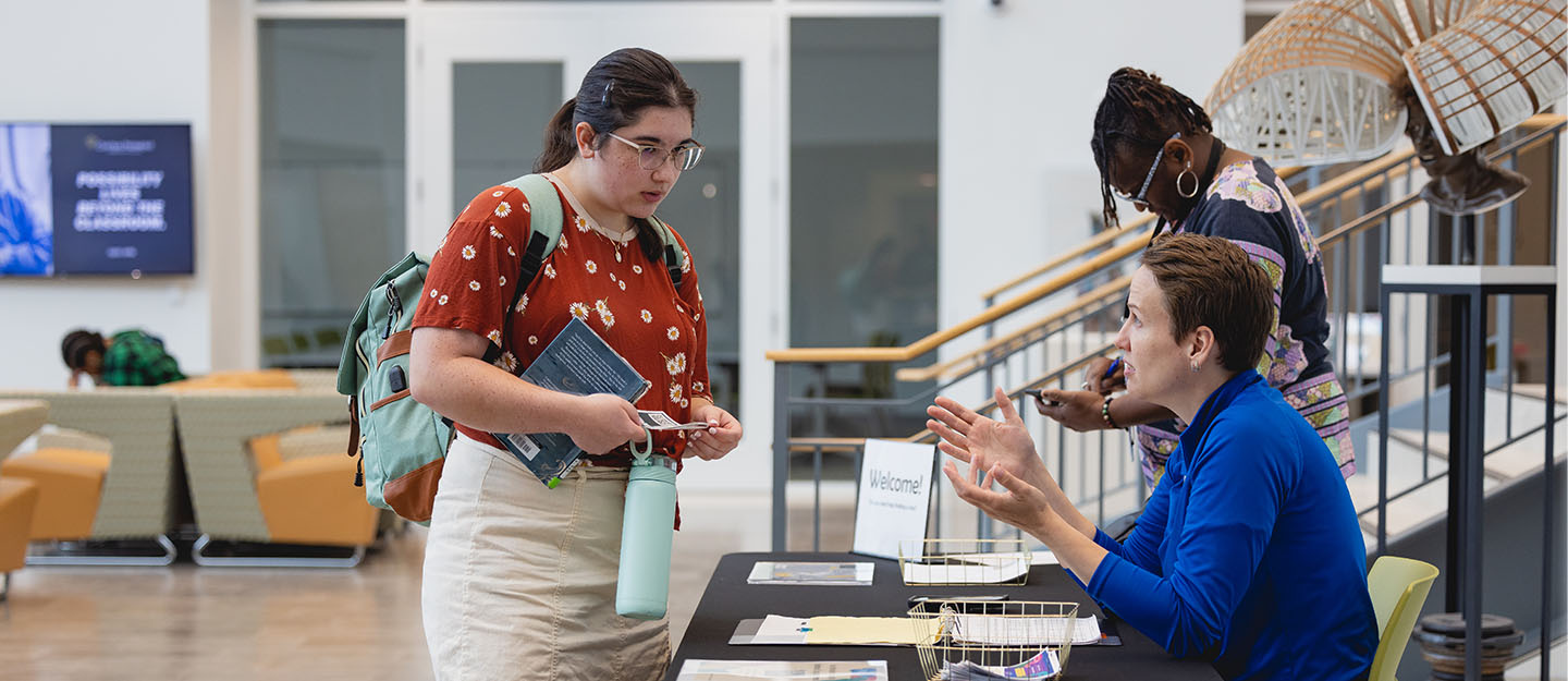 A Central Piedmont student at the Harper Campus