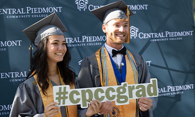 Two graduates at Central Piedmont's Spring 2023 Graduation