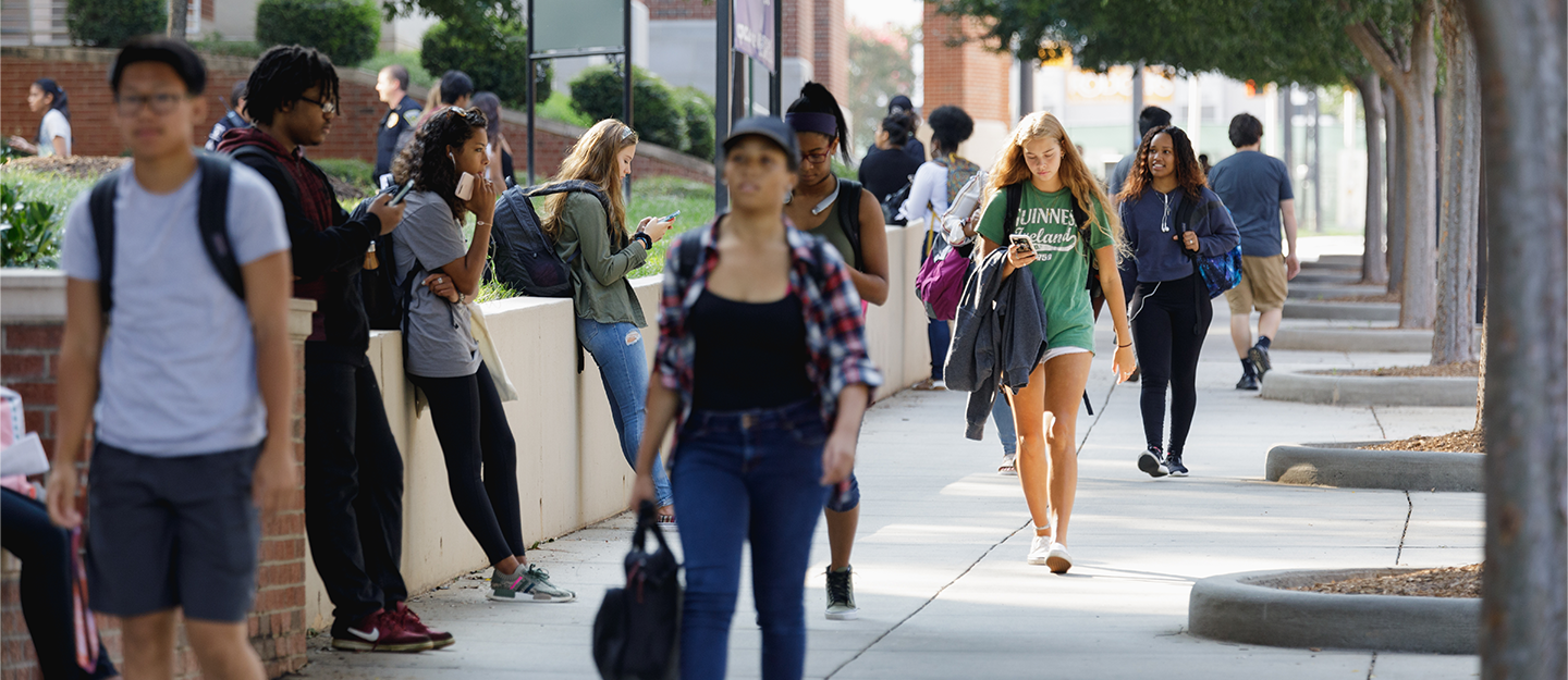 Different students walking to class 