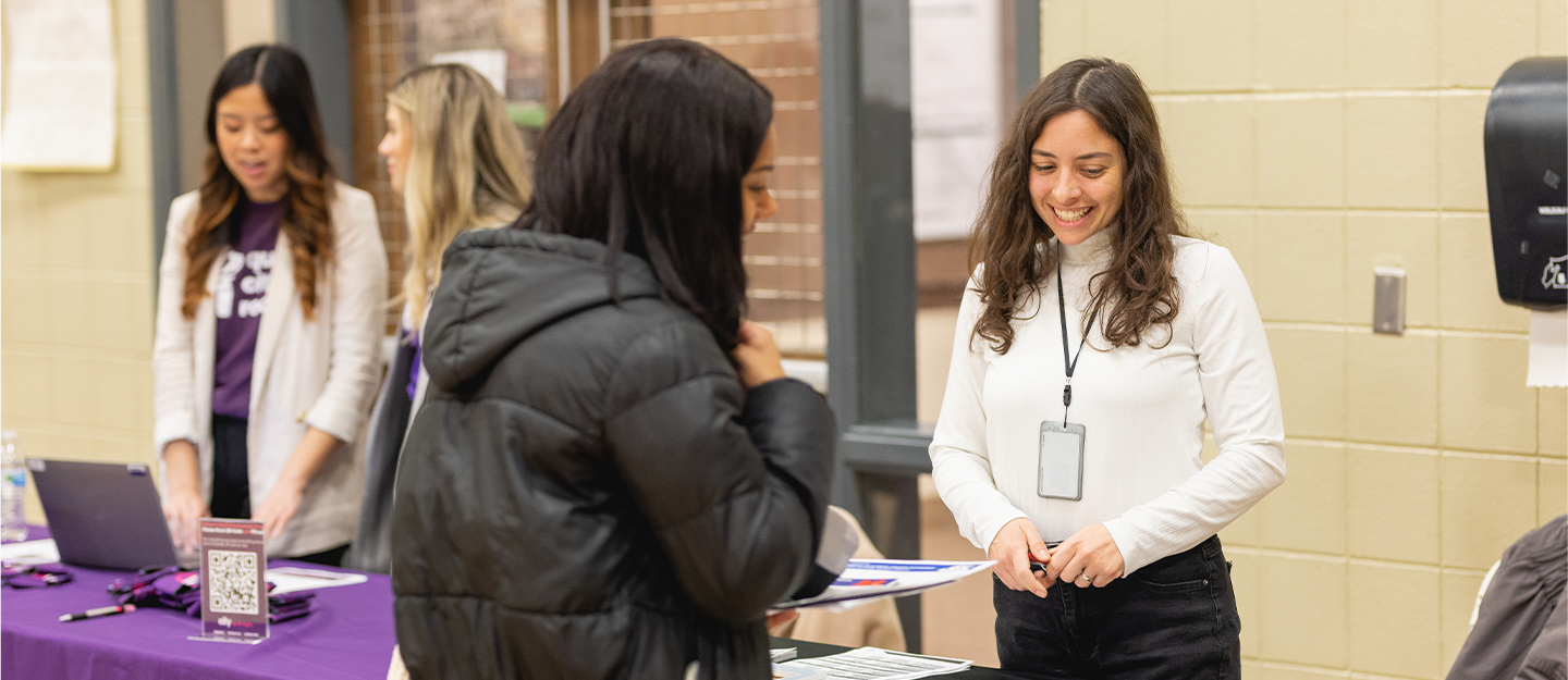 Student gathering information from a table 