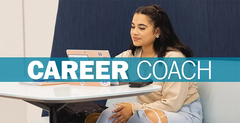 A Central Piedmont student using Career Coach on her laptop