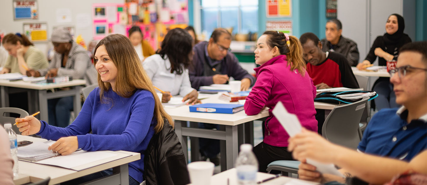 diverse students inside classroom on Central Campus at Central Piedmont Community College