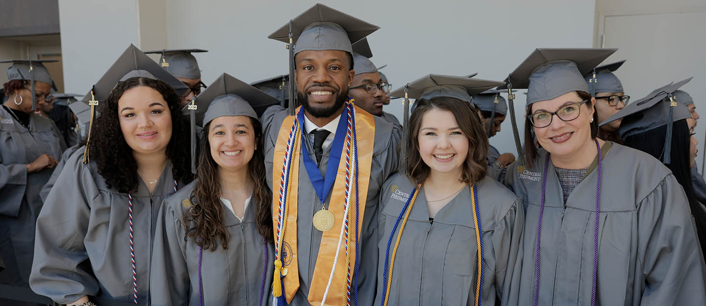 Five graduates at Central Piedmont's December 2023 Commencement