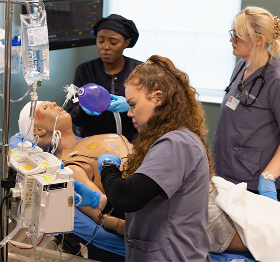 Central Piedmont Nursing Students in the sim lab
