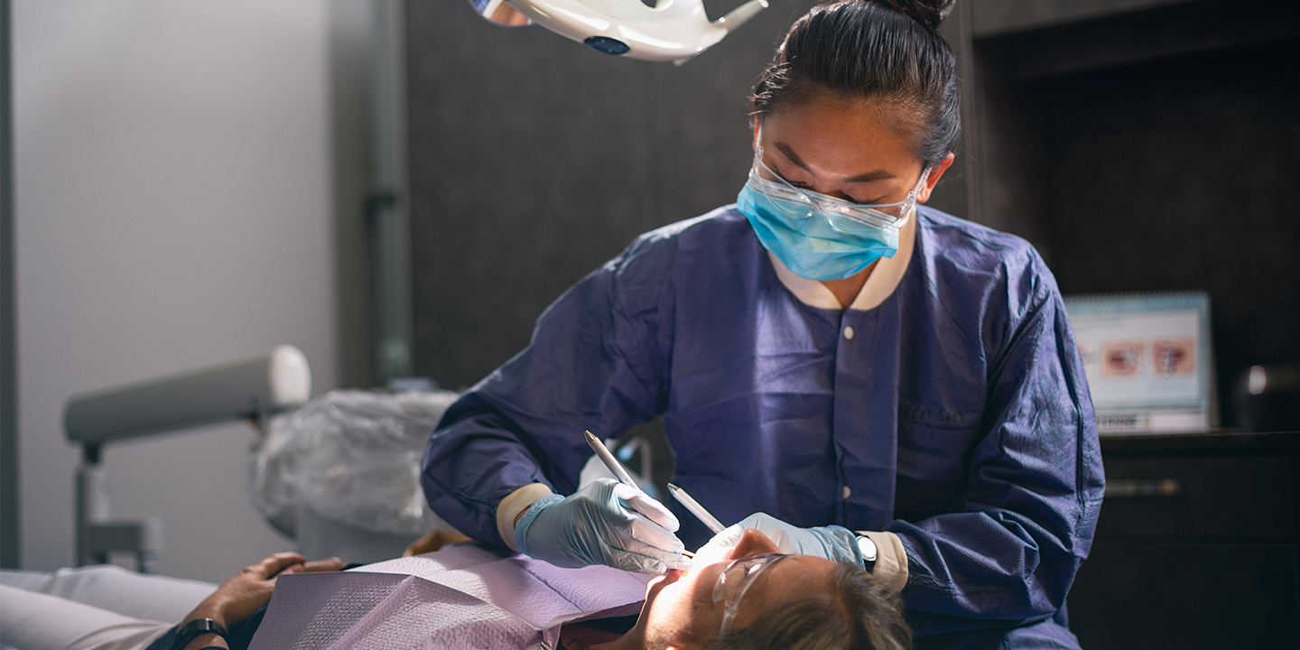 Dental student practicing technique 