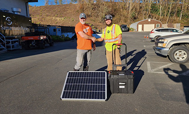 solar charger being donated for relief effort