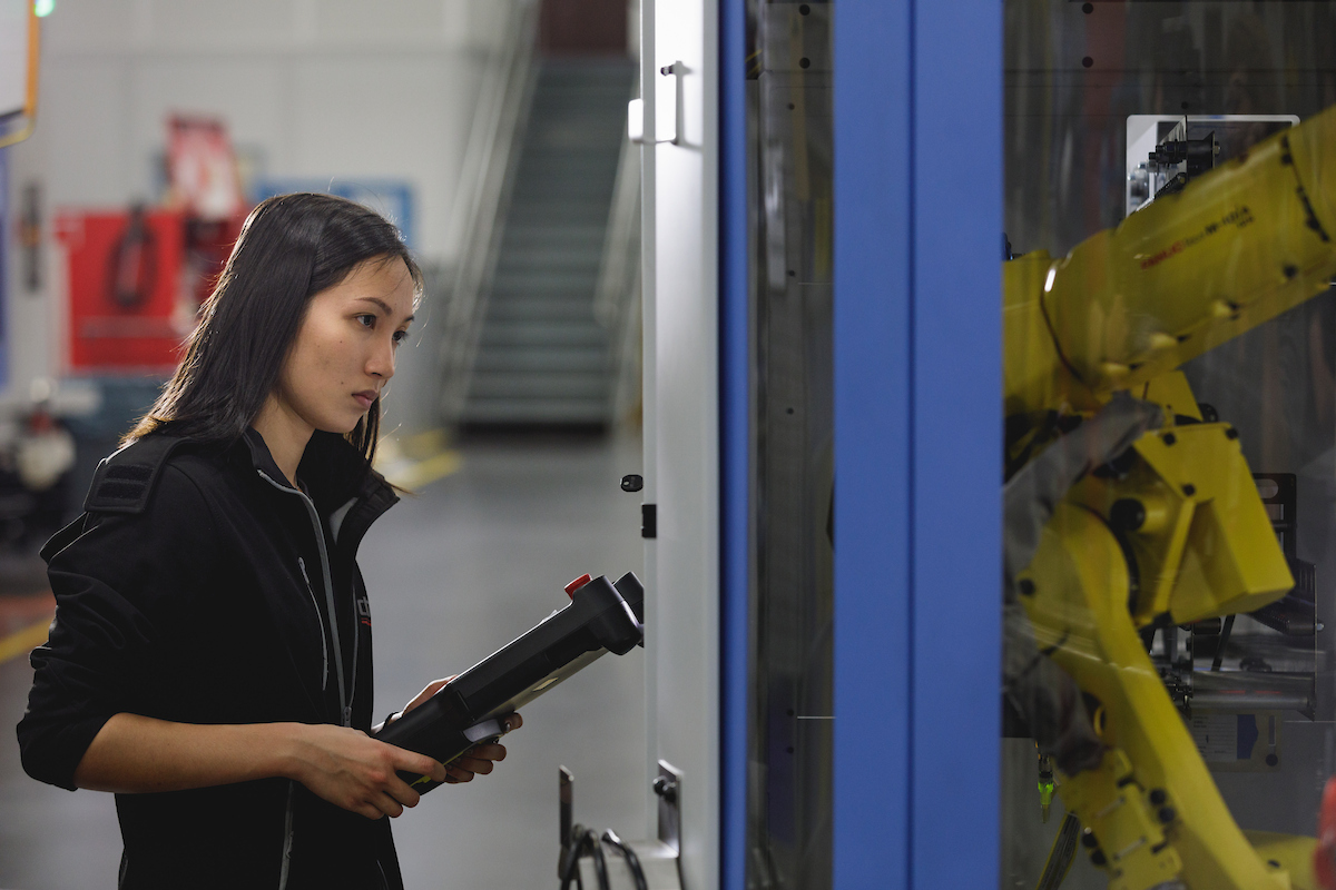 Student completing an apprenticeship