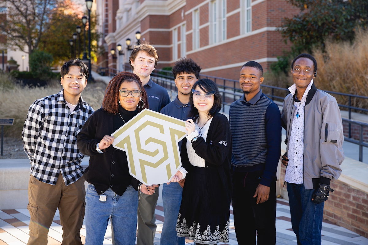 Student Government Association members standing together outside on Central Campus.