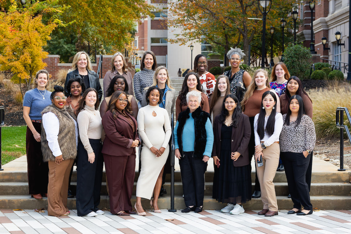 Ruth G. Shaw Leadership program mentors posing together on campus