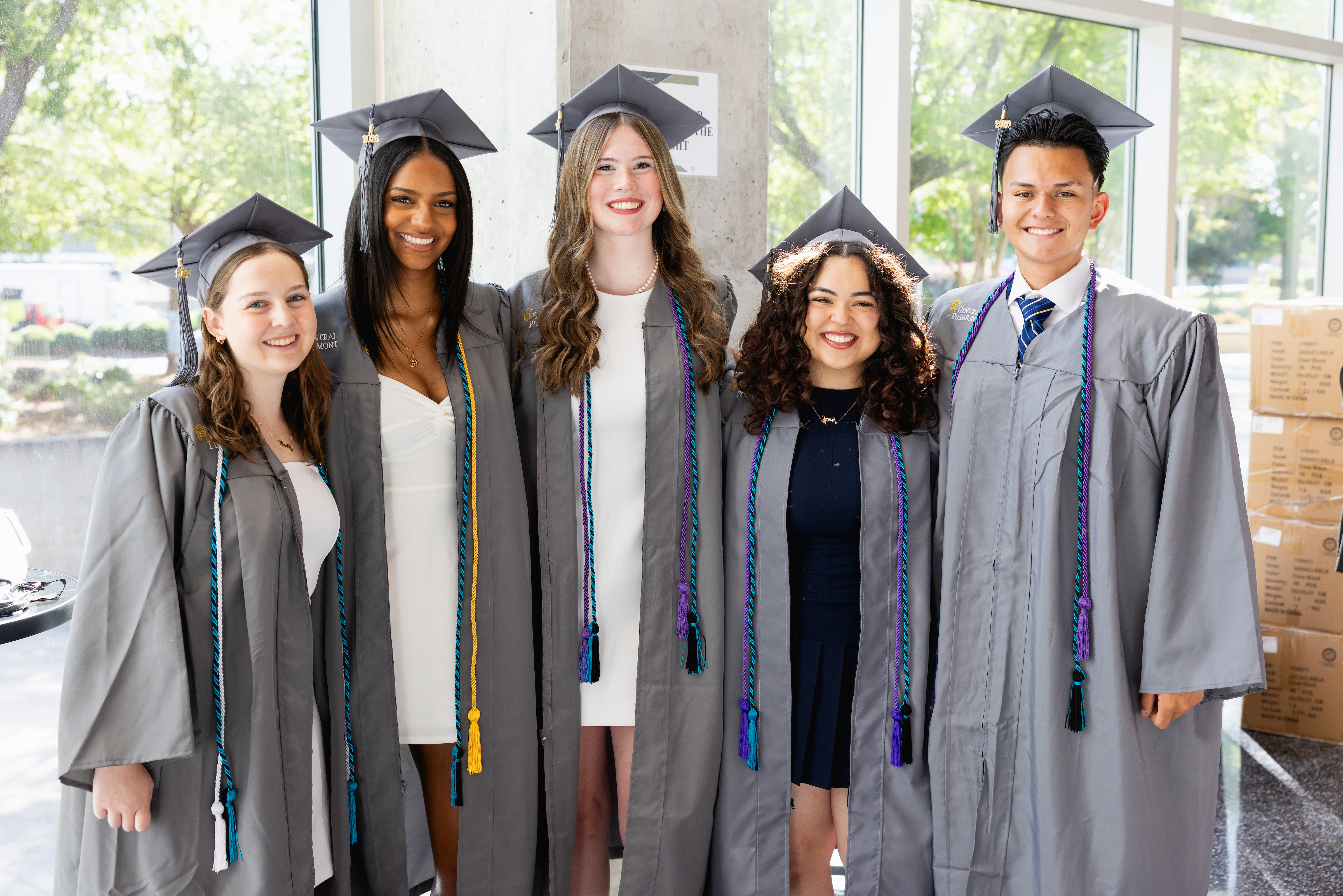 Central Piedmont students in caps and gowns at the Spring 2026 commencement