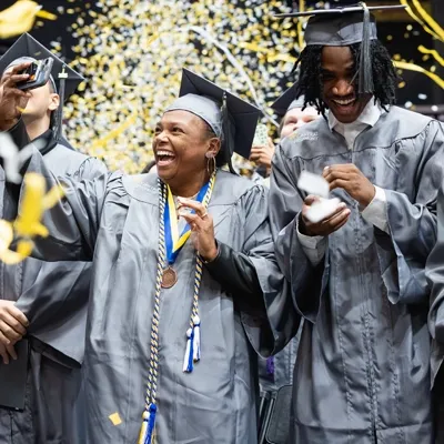 Central Piedmont students celebrating at commencement