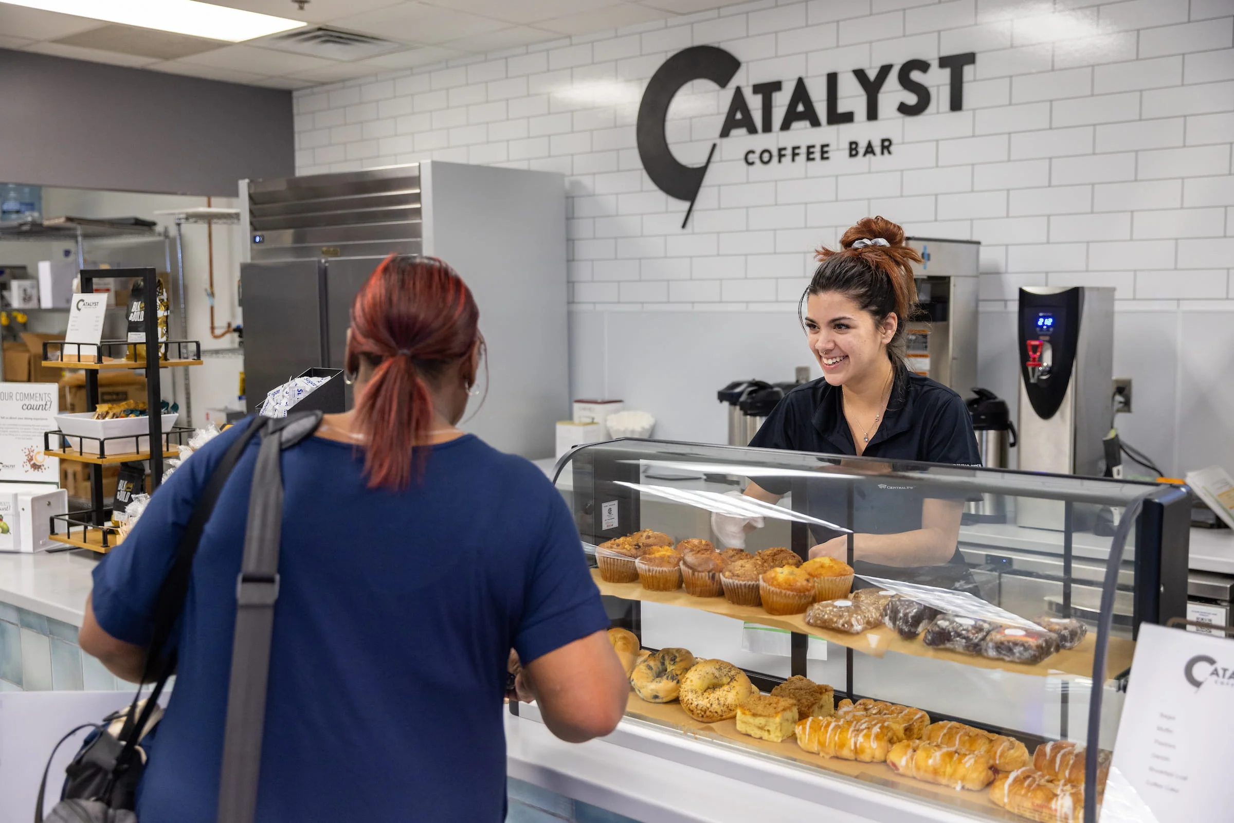 Student ordering at the Catalyst Coffee Bar counter