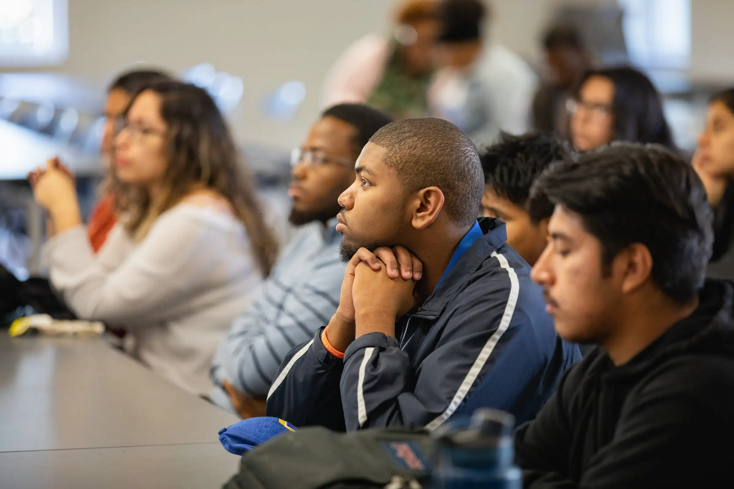 Students listening attentively during a class