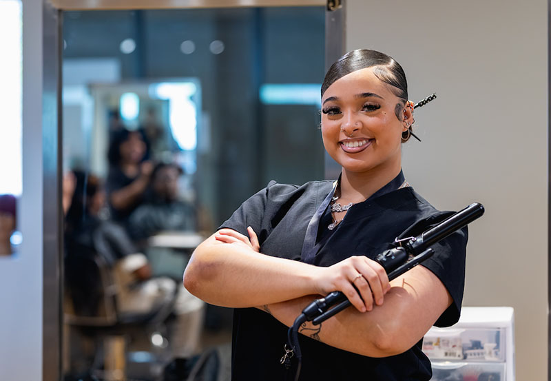 Central Piedmont cosmetology student