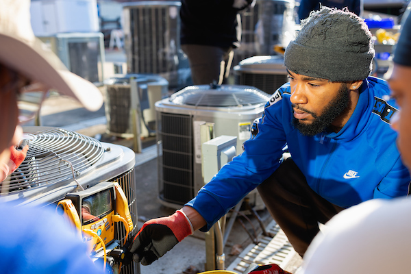 Student monitoring an HVAC system