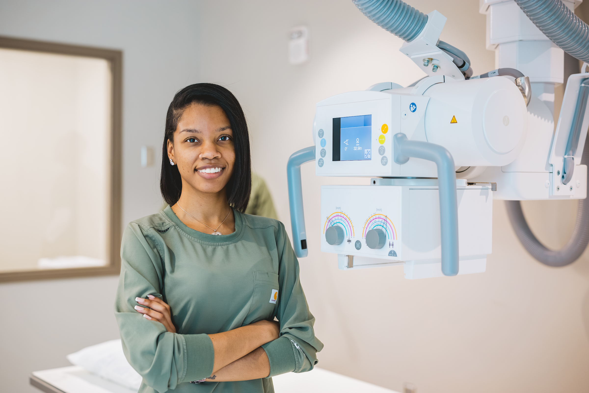 A student in Central Piedmont's radiography lab