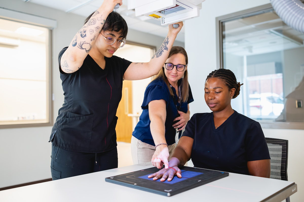 Students practicing the use of Radiography equipment