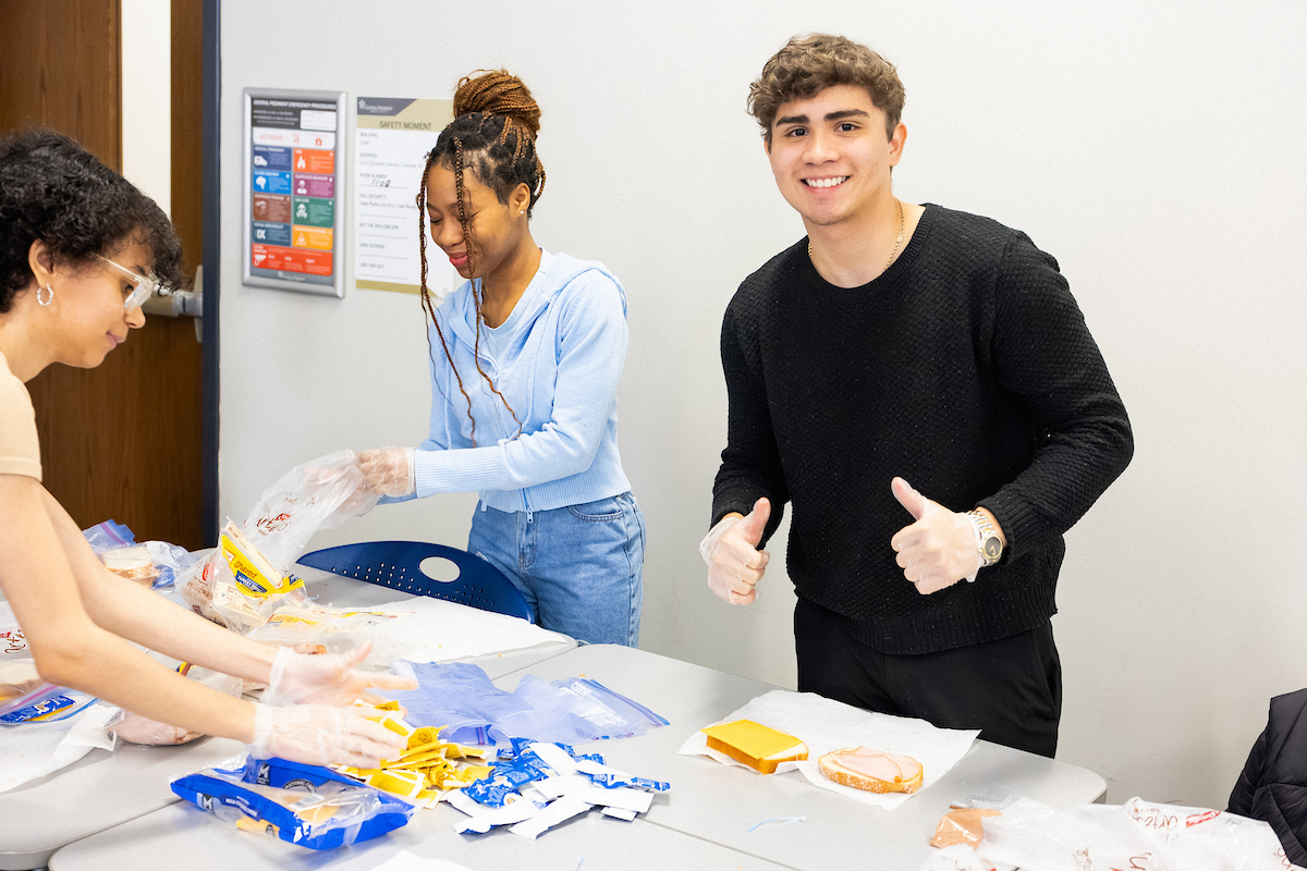 Students making sandwiches
