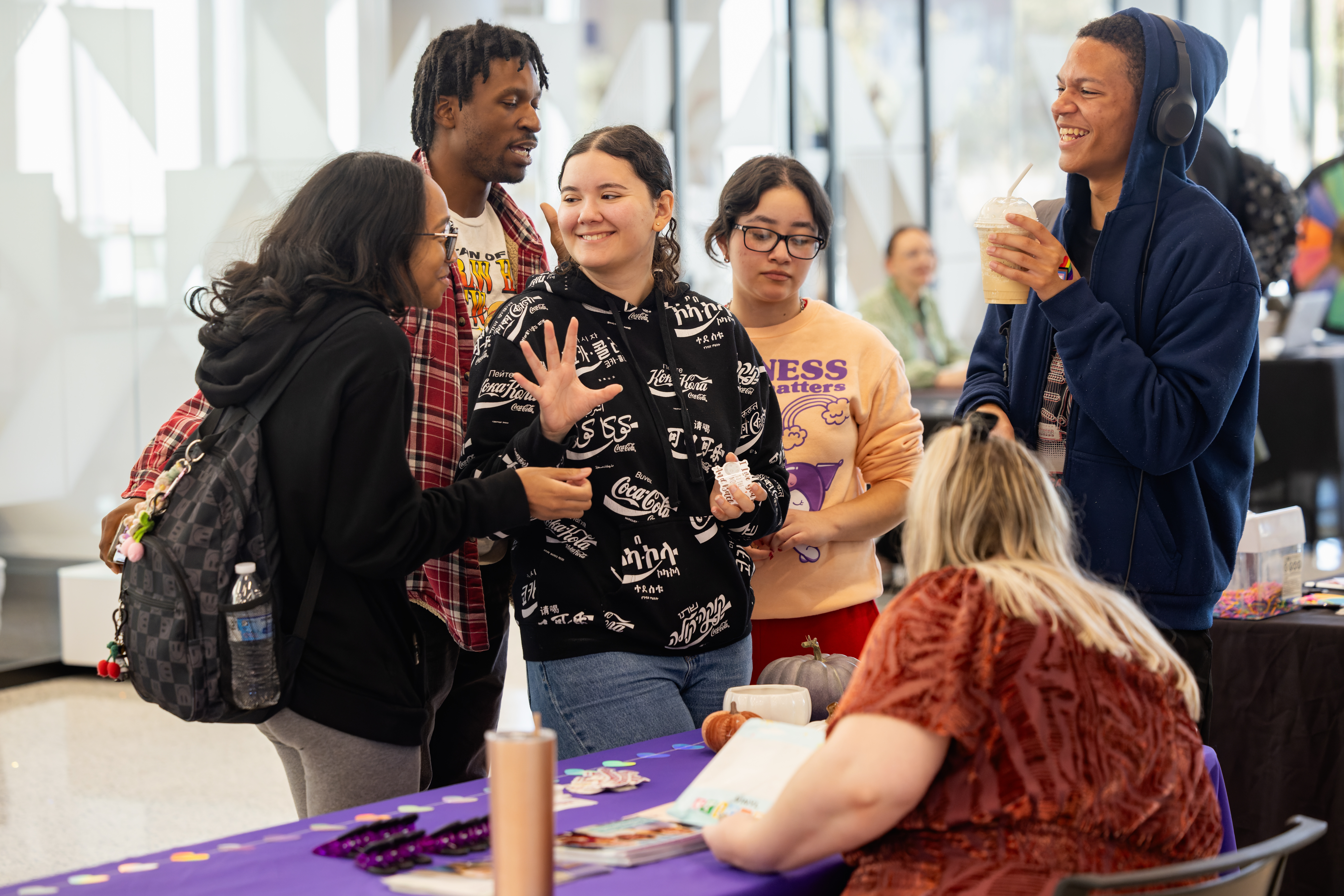 Group of smiling students at the wellness fair
