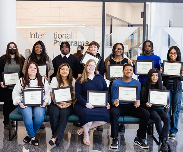 NC Works NextGen students at Central Piedmont, smiling with their certificates