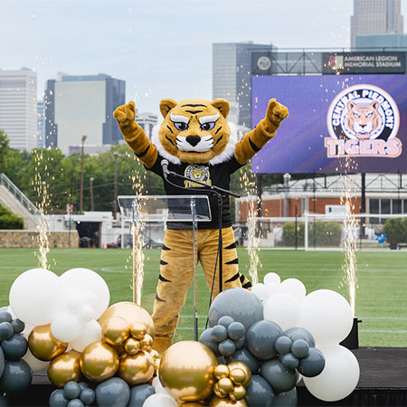 Central Piedmont's mascot, Spark the Tiger, at Fall Forum 2026