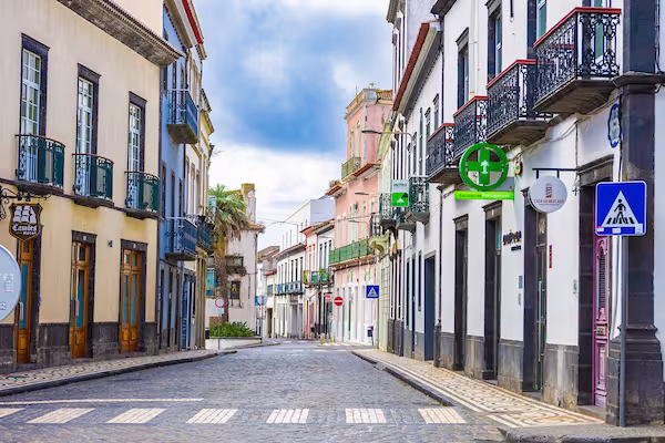 Street in a Portuguese city visited during a Central Piedmont study abroad trip.