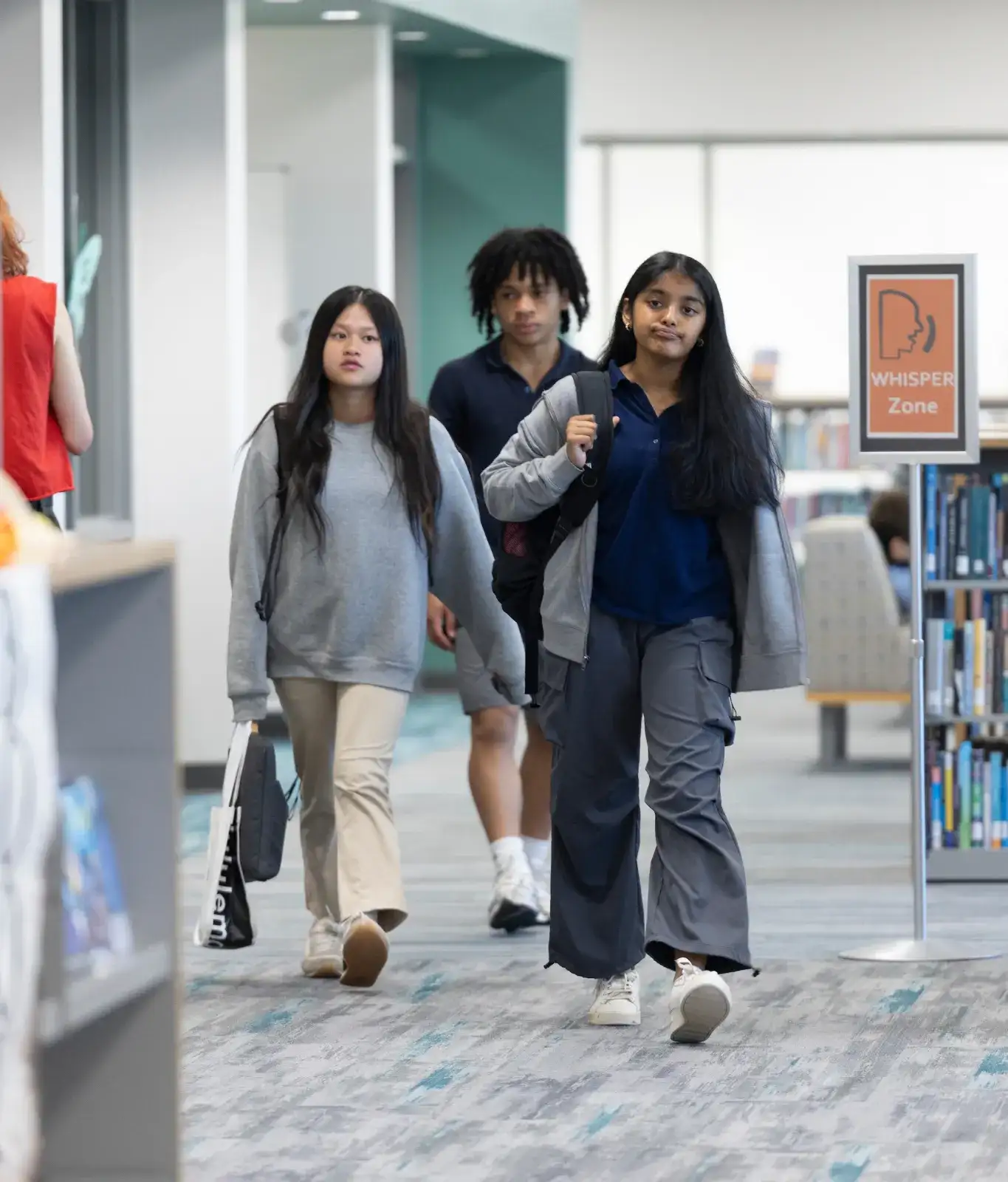 Central Piedmont students in the library