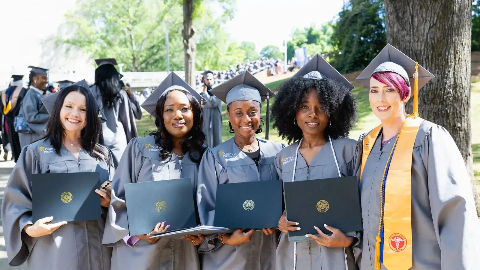Central Piedmont graduates in cap and gown at the Spring 2026 commencement