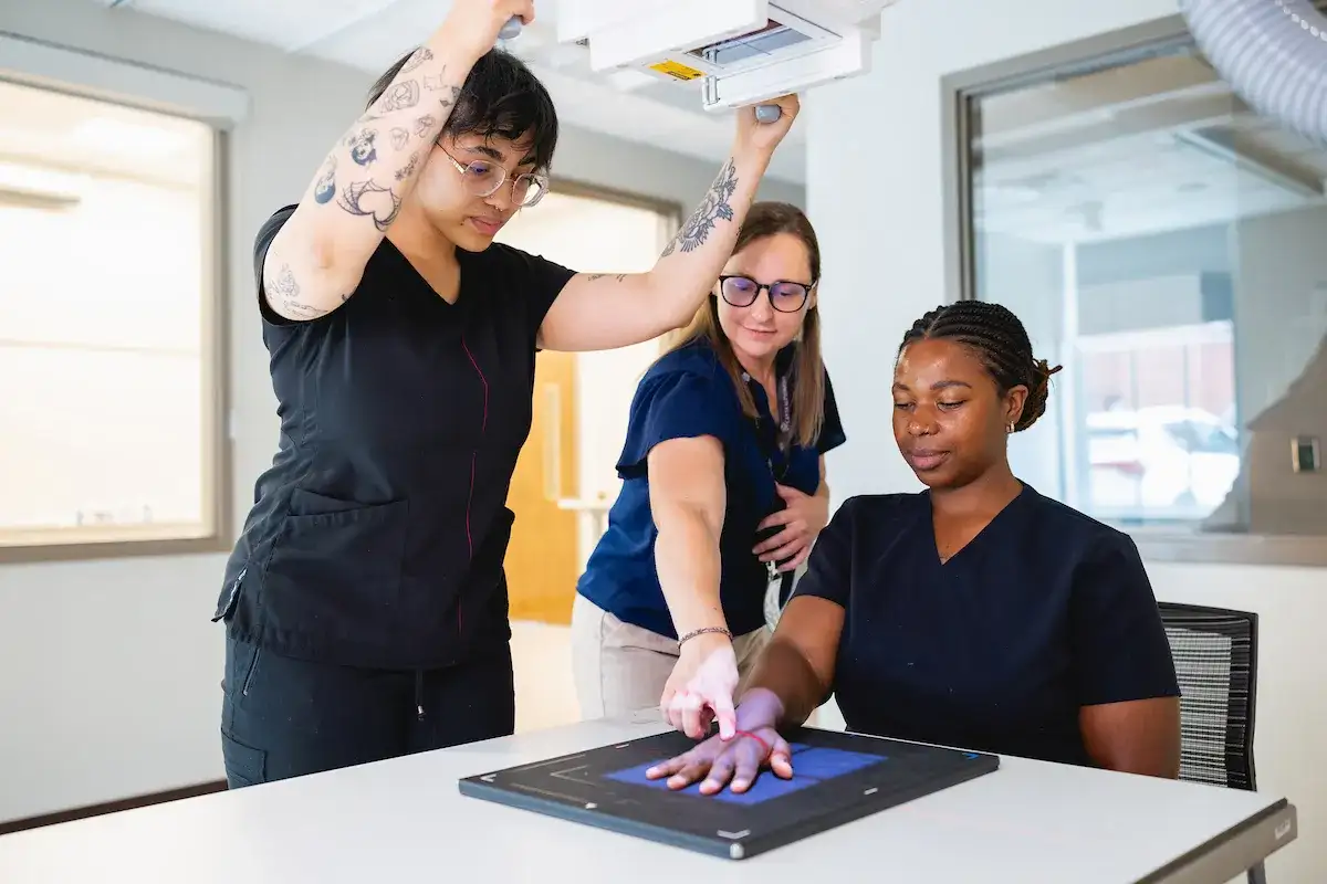 Students practicing the use of Radiography equipment