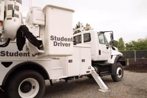 Central Piedmont lineworker program student truck