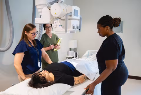 Central Piedmont radiography students working in the lab