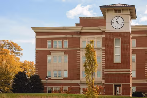 The clock tower on Central Piedmont's Central Campus